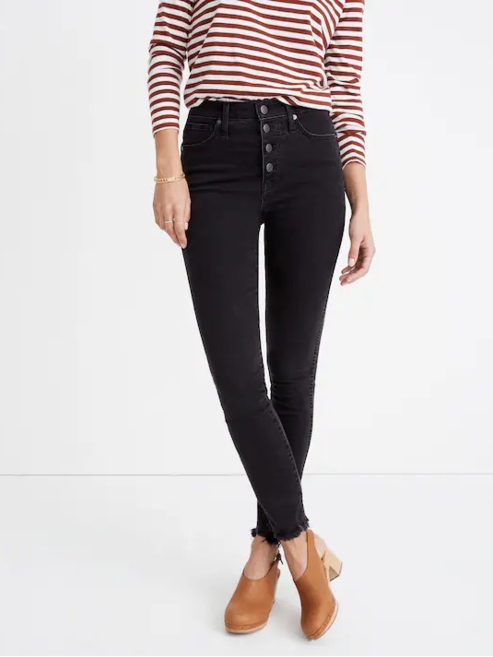 Madewell Button-Fly High-Rise Jeans in Washed Charcoal